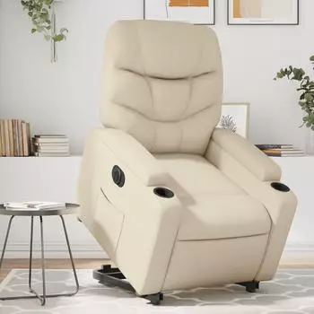 vidaXL Relaxsessel mit Aufstehhilfe Elektrisch Creme Kunstleder (3204673)