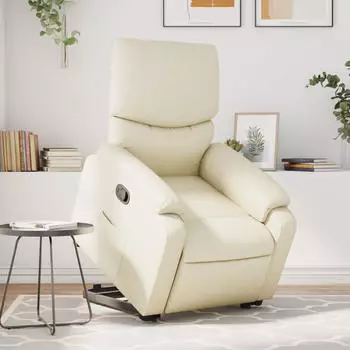 vidaXL Relaxsessel mit elektrischer Aufstehhilfe, Kunstleder, Creme (3204887)