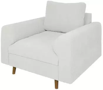 S-Style M&ouml;bel Sessel Lars Boucl&eacute;-Stoff, Massivholz, wei&szlig; (Lars)