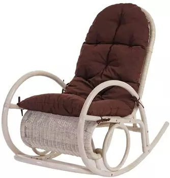 MCW Queluz Schaukelstuhl Rattansessel, wei&szlig;, Auflage braun