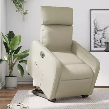 vidaXL Relaxsessel mit elektrischer Aufstehhilfe Kunstleder Creme (3206764)