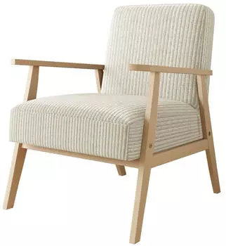 Mirjan24 Runoya Cord Polstersessel mit Holzarmlehne, Retro/Vintage (Poso 100)
