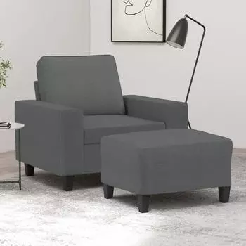 vidaXL Relaxsessel mit Hocker Stoff Dunkelgrau 60cm (3201144)