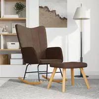 vidaXL Schaukelsessel mit Hocker Braun Stoff