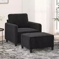 vidaXL Sessel mit Hocker Schwarz 60 cm Samt