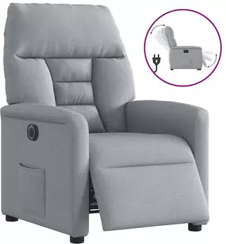 vidaXL Relaxsessel Elektrisch Verstellbar Hellgrau Stoff (3303012)