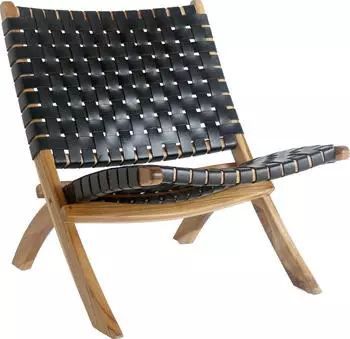 House Nordic Perugia Klappstuhl Teakholz & Leder, Schwarz