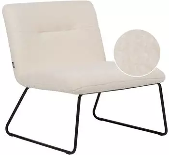 Beliani Cotulla Sessel Breite Sitzfläche Bouclé Weiß Schwarzes Metallgestell (424271)
