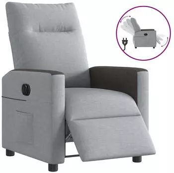 vidaXL Elektrischer Relaxsessel Hellgrau Stoff (3324038)