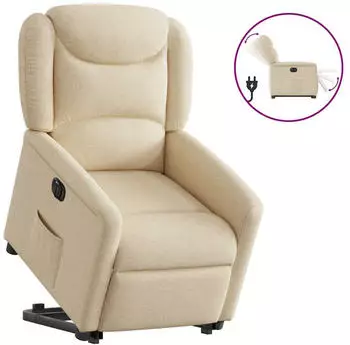 vidaXL Relaxsessel mit Aufstehhilfe Elektrisch Stoff Creme (3303222)