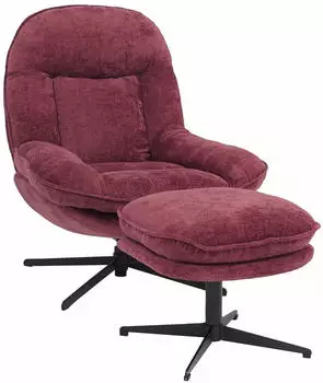 MCW P32 Relaxsessel mit Hocker, Chenille 370g/m&sup2;, drehbar, Beere (100196)