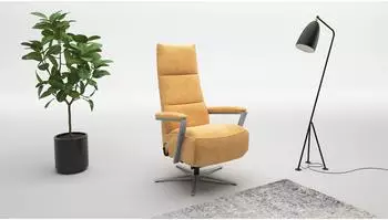 sit&more Vario Comfort TV-Sessel 360&deg; Drehfunktion, Kopfteilverstellung, 3 Motoren, Polyester, gelb