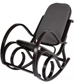 MCW Schaukelstuhl Gallarate Massivholz Walnuss-Optik, Stoff anthrazit (71675)