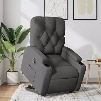 vidaXL Relaxsessel mit Aufstehhilfe Elektrisch Dunkelgrau Stoff (3204735)