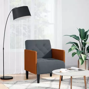vidaXL Sessel mit Armlehnen Samt Dunkelgrau 55cm (4100596)