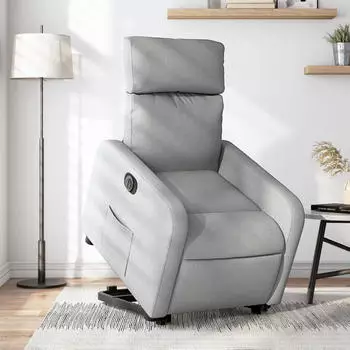vidaXL Relaxsessel mit Aufstehhilfe Elektrisch Hellgrau Stoff (3206717)