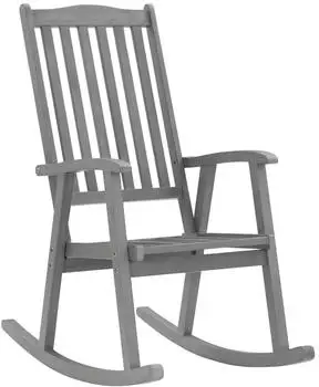 vidaXL Schaukelstuhl mit Auflage Akazienholz Grau (3064217)