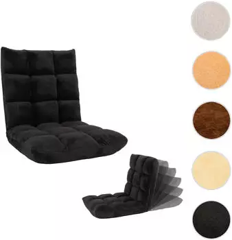 Mendler HWC-N43 Bodensessel Klappsessel Samt, 6 Relaxpositionen, schwarz (106908)