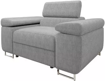 Mirjan24 Torezio Cord Polstersessel mit einstellbarer Kopfstütze, 134x102x70-90cm (Poso 110)