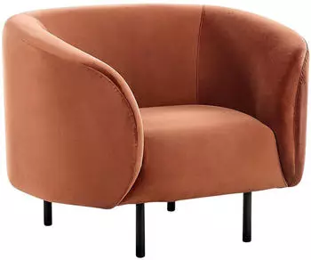 Beliani Loen Polstersessel Art-Déco Samt Orange/Schwarz