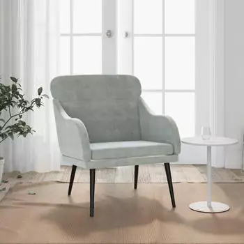 vidaXL Sessel Samt Hellgrau 63x76x80cm