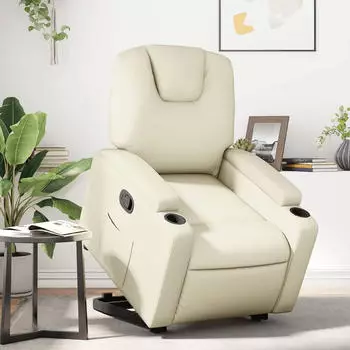 vidaXL Relaxsessel mit Aufstehhilfe Kunstleder Creme (3204431)