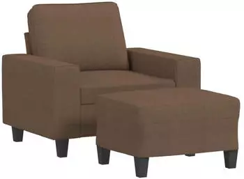 vidaXL Sessel mit Hocker Braun 60cm Stoff (3201146)