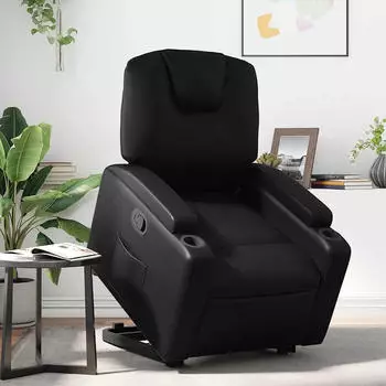 vidaXL Relaxsessel mit Aufstehhilfe Kunstleder Schwarz (3204430)