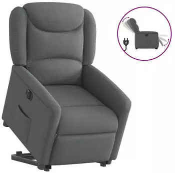 vidaXL Relaxsessel mit Aufstehhilfe Elektrisch Dunkelgrau Stoff (3303215)