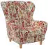 Supellex Sofia Ohrensessel mit Hocker, Pfingstrose-Design, beige
