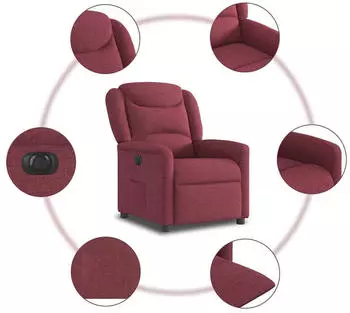 vidaXL Relaxsessel Elektrisch Stoff Weinrot (3303177)