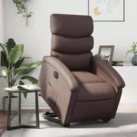 vidaXL Relaxsessel mit Aufstehhilfe Elektrisch Braun Kunstleder