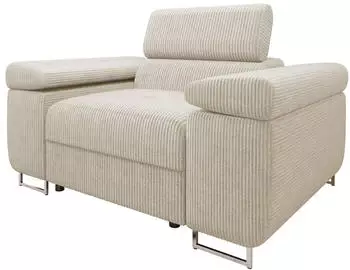 Mirjan24 Torezio Cord Polstersessel mit einstellbarer Kopfstütze, 134x102x70-90cm (Poso 100)