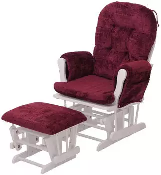 MCW Relaxsessel MCW-C76 mit Hocker, Schaukelfunktion, Chenille 465g/m&sup2;, bordeaux/wei&szlig; (MCW-C76)