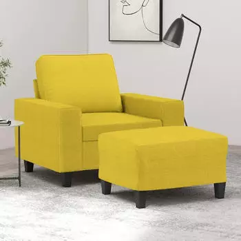 vidaXL Sessel mit Hocker Stoff Hellgelb 60cm (3201148)