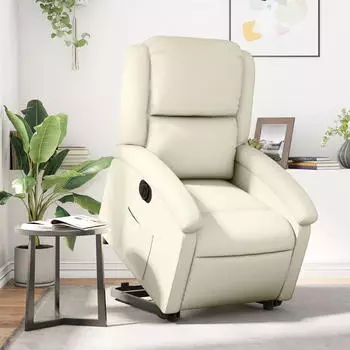 vidaXL Relaxsessel mit elektrischer Aufstehhilfe, Kunstleder, Creme (3204241)