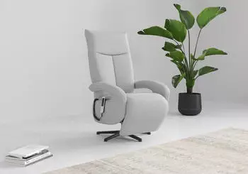 sit&more Zoe TV-Sessel Hellgrau 360&deg; Drehfunktion Kopfteilverstellung (8466)