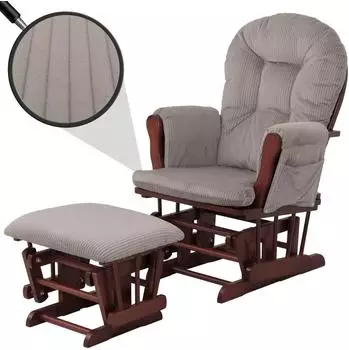 MCW MCW-C76 Relaxsessel mit Hocker, Cord 320g/m&sup2;, &Ouml;ko-Tex, hellgrau (98687)