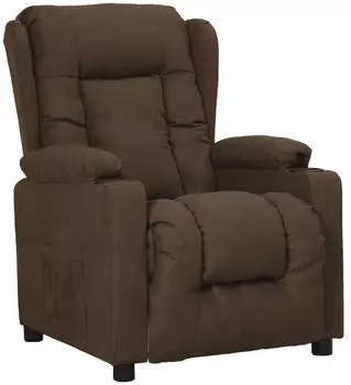vidaXL Relaxsessel mit Liegefunktion und 2 Getr&auml;nkehaltern, Stoff, Braun