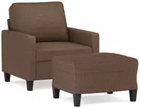 vidaXL Sessel mit Hocker Braun 60 cm Stoff