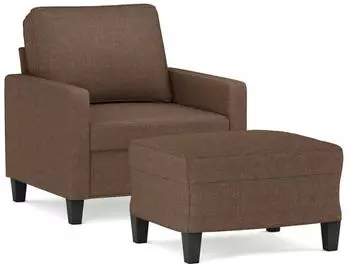 vidaXL Sessel mit Hocker Braun 60cm Stoff (3201032)