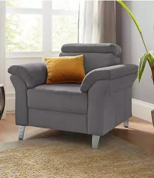 sit&more Arngast Sessel Federkern, Kopfteilverstellung, Mikrofaser, steel