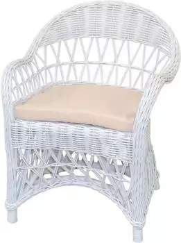HOFMANN LIVING AND MORE Relaxsessel Rattan handgeflochten, wei&szlig;, 100% Polyester, mit Sitzkissen (31929214-0)