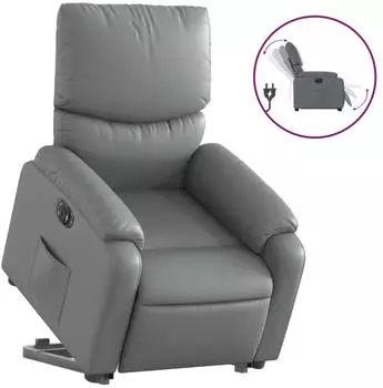 vidaXL Relaxsessel mit Aufstehhilfe Elektrisch Grau Kunstleder (3204903)