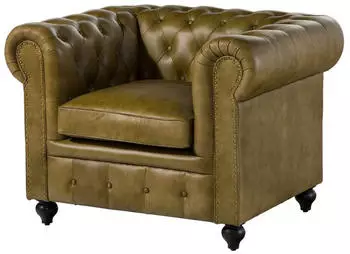 Massivmoebel24 Chesterfield 302 Sessel Echtleder gr&uuml;n 105x82x75cm (09-920-890-3020)