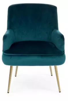 Bizzotto Clelia Sessel Samt-Optik, Blau, Metallgestell gold