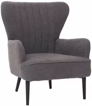 MCW Lounge-Sessel MCW-K37 Ohrensessel Boucl&eacute; 600g/m&sup2; Dunkelgrau (MCW-K37)