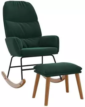 vidaXL Schaukelstuhl mit Fu&szlig;hocker Samt Dunkelgr&uuml;n (3315129)