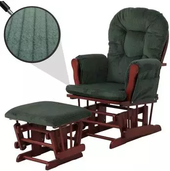 MCW Relaxsessel MCW-C76 mit Hocker, Cord 320g/m², grün (MCW-C76)