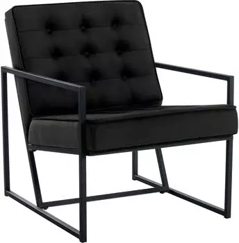 CLP Lounger Avon Sessel, Samt gesteppt, Metallgestell, schwarz (321208)